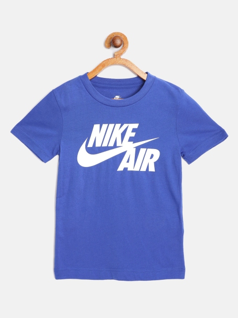 

Nike Boys Blue White Split Futura Logo Pure Cotton T-shirt