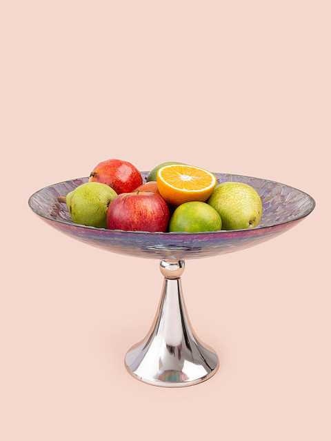 

ellementry Steel & Pink Platinum Glossy Mosaic Glass Bowl
