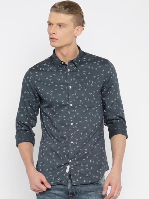 

SELECTED Men Navy Blue Slim Fit Printed Casual Shirt