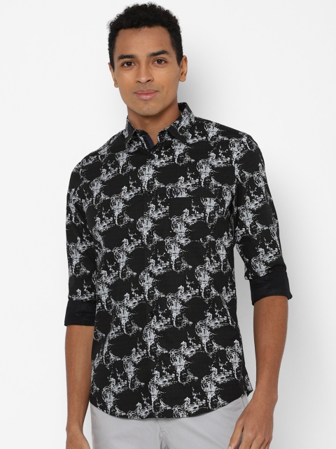 

Allen Solly Men Black and Grey Slim Fit Abstract Printed Casual Shirt