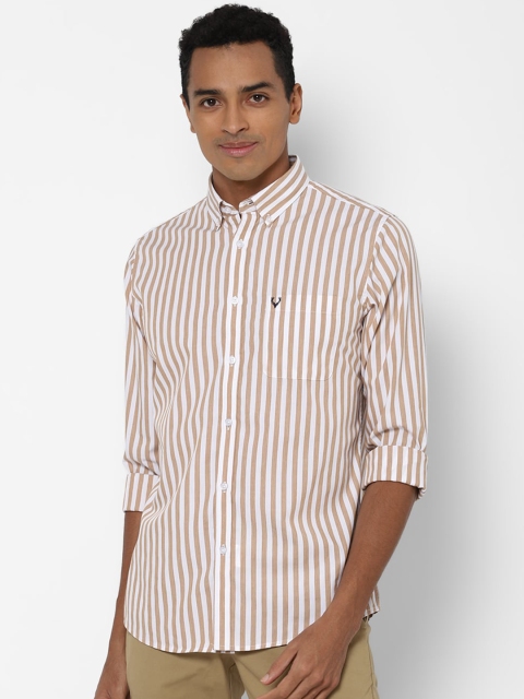 

Allen Solly Men Khaki Slim Fit Striped Casual Shirt