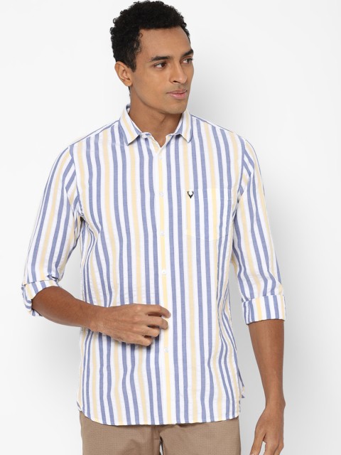 

Allen Solly Men Blue and White Slim Fit Striped Casual Shirt