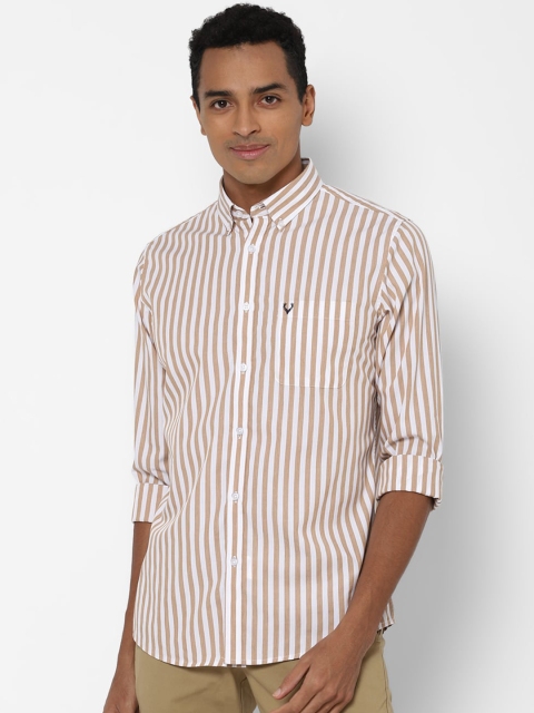 

Allen Solly Men Khaki Slim Fit Striped Casual Shirt