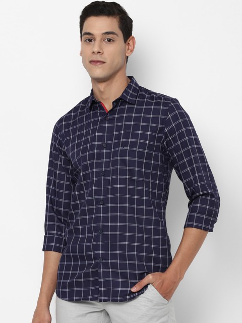 

Allen Solly Men Navy Blue Slim Fit Checked Casual Shirt