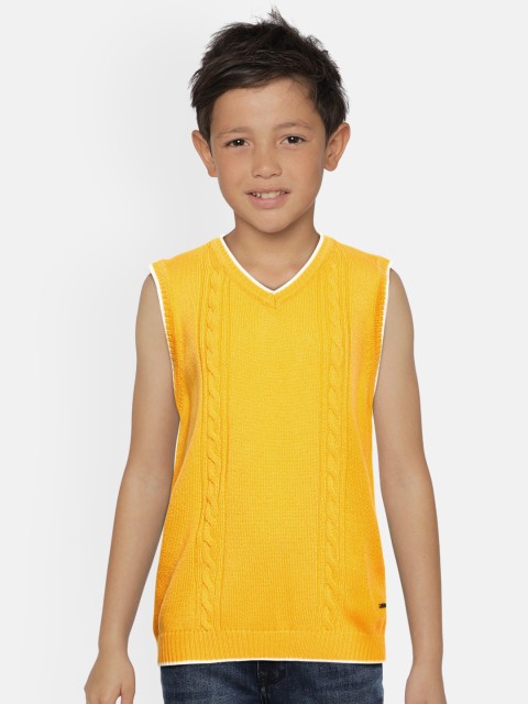 

Allen Solly Junior Boys Yellow Self Design Sweater Vest