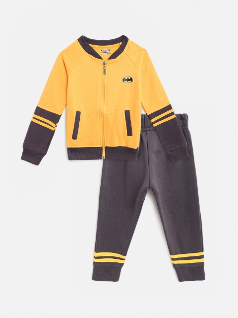 

GAME BEGINS Boys Yellow & Charcoal Grey Batman Cotton Tracksuit