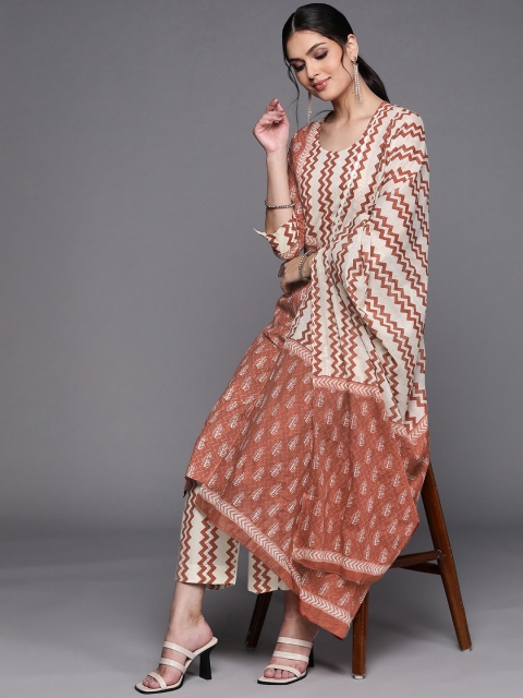 

Biba Pink & Beige Printed Pure Cotton Unstitched Dress Material