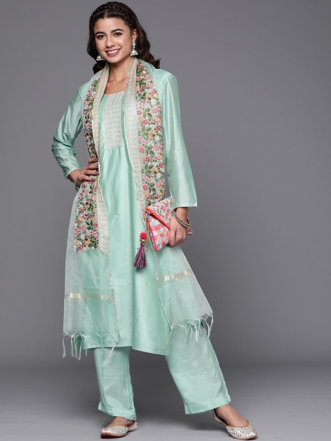 

Biba Sea Green Solid Unstitched Dress Material