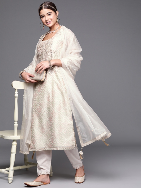 

Biba Women Beige Embellished Unstitched Dress Material