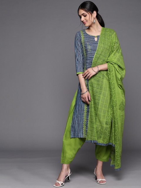 

Biba Green & Blue Printed Pure Cotton Unstitched Dress Material