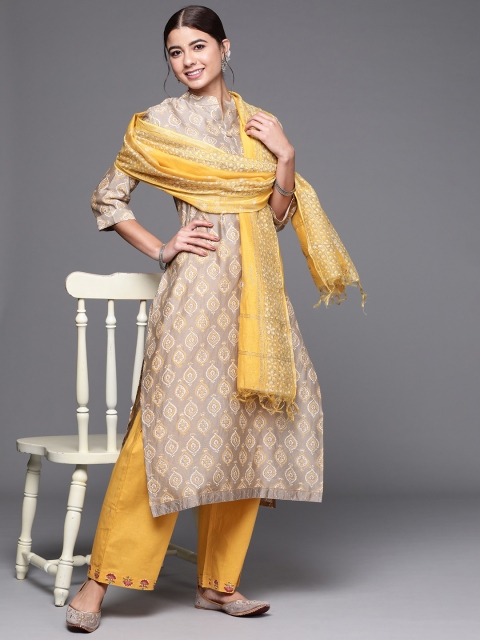 

Biba Grey & Yellow Printed Unstitched Dress Material