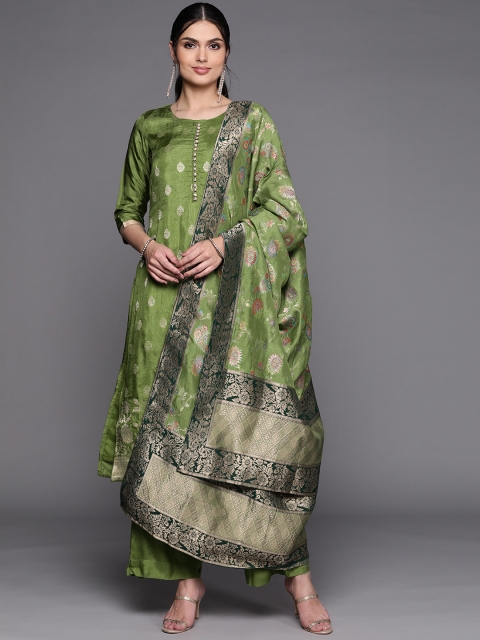 

Biba Green Silk Georgette Unstitched Dress Material