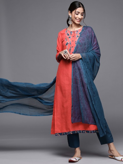 

Biba Pink & Blue Embroidered Pure Cotton Unstitched Dress Material