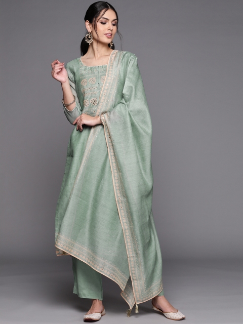 

Biba Green Printed Unstitched Dress Material