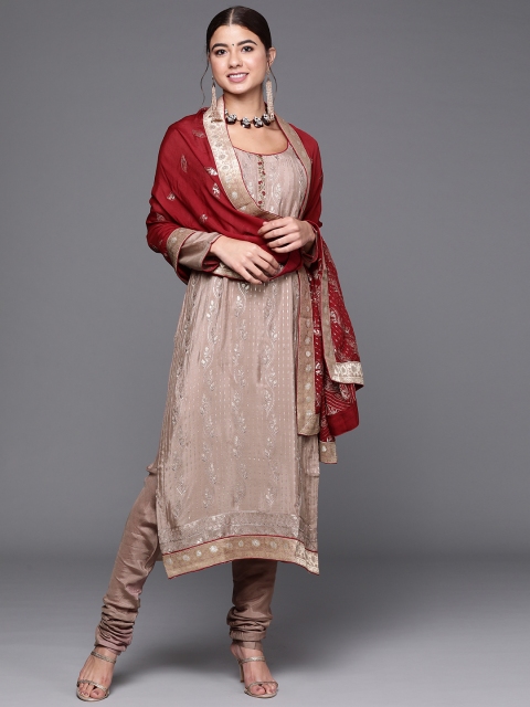 

Biba Mauve & Maroon Embroidered Raw Silk Unstitched Dress Material