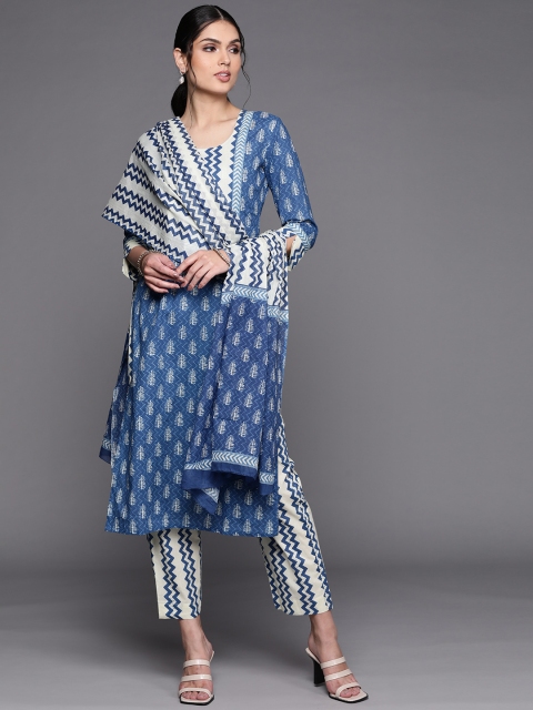 

Biba Blue Printed Pure Cotton Unstitched Dress Material
