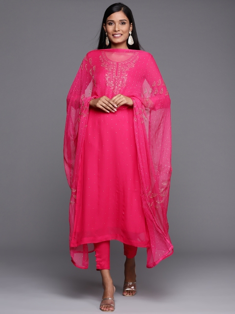 

Biba Fuchsia Embellished Silk Georgette Unstitched Dress Material