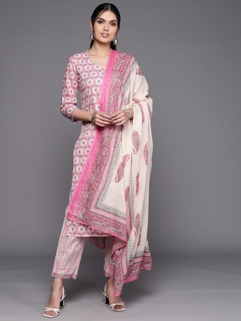 

Biba Pink Printed Pure Cotton Unstitched Dress Material