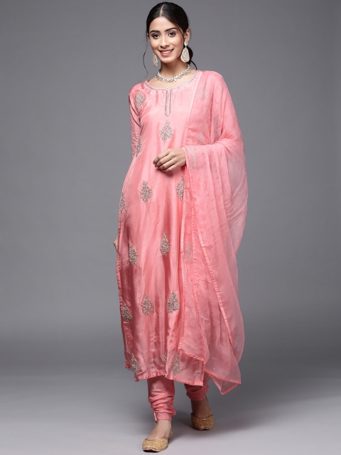 

Biba Peach-Coloured Embroidered Raw Silk Unstitched Dress Material