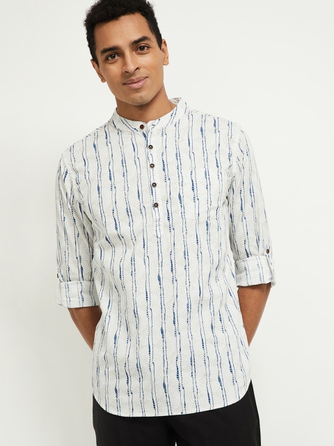 

max Men Off White Slim Fit Opaque Printed Casual Shirt