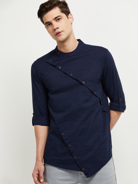 

Max Men Blue Asymmetric Mandarin Collar Kurta