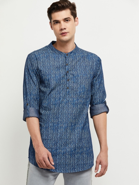 

max Men Blue Slim Fit Opaque Printed Casual Shirt
