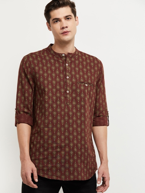 

max Men Rust Ethnic Motifs Printed Kurta