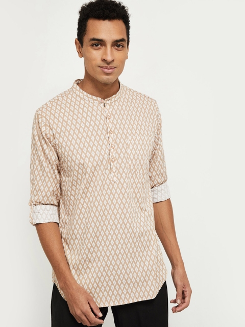 

max Men Orange Opaque Printed Casual Shirt