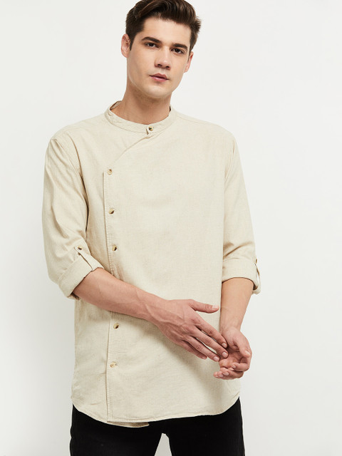 

max Men Beige Opaque Casual Shirt