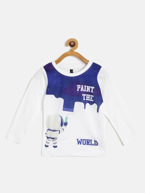 

GAME BEGINS Boys White Blue Pure Cotton Printed Pure Cotton T-shirt