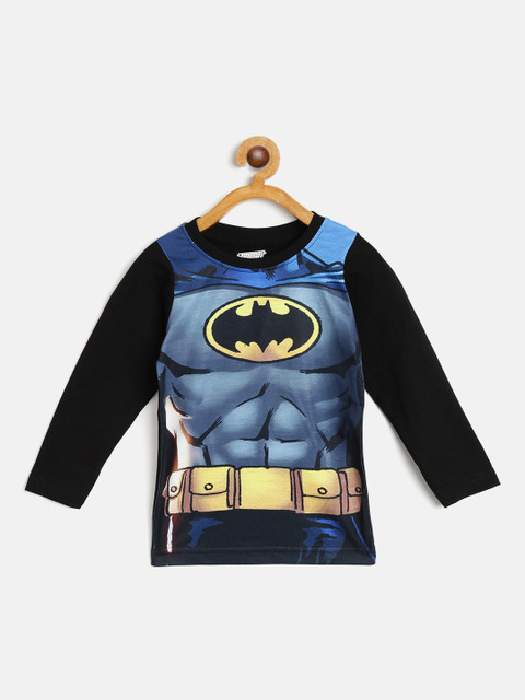 

GAME BEGINS Boys Black & Blue Pure Cotton Batman Printed T-shirt
