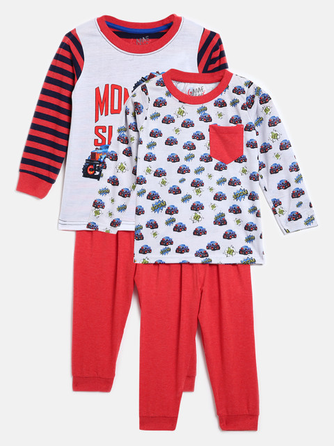 

GAME BEGINS Boys Pack of 2 Printed Clothing Set, Red