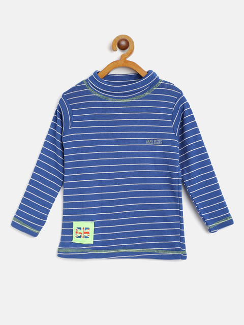

GAME BEGINS Boys Blue & White Striped Cotton T-shirt