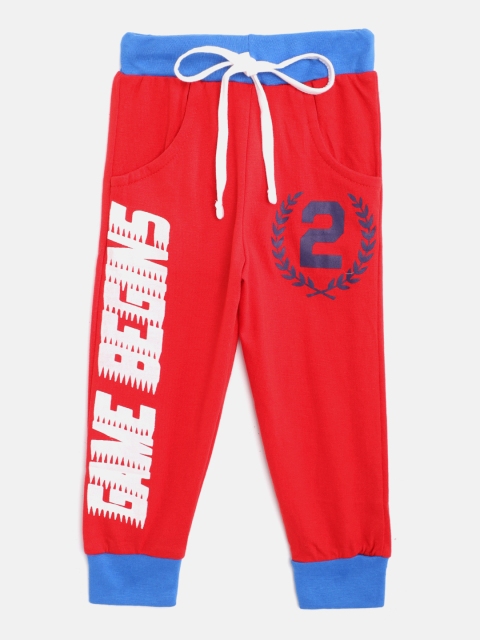 

GAME BEGINS Boys Red & Off-White Brand Logo Print Pure Cotton Joggers