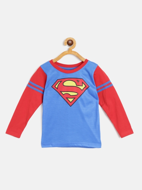

GAME BEGINS Boys Blue & Red Pure Cotton Superman Printed T-shirt with Mask
