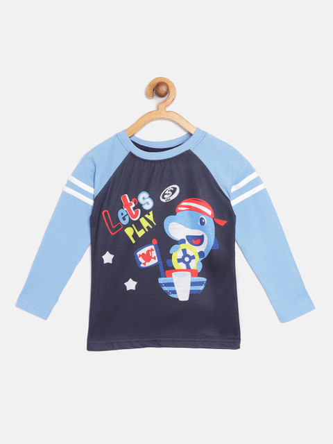 

GAME BEGINS Boys Blue & White Graphic Print Cotton T-shirt