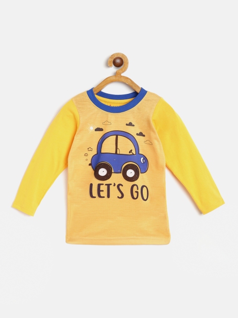 

GAME BEGINS Boys Yellow Pure Cotton Printed T-shirt