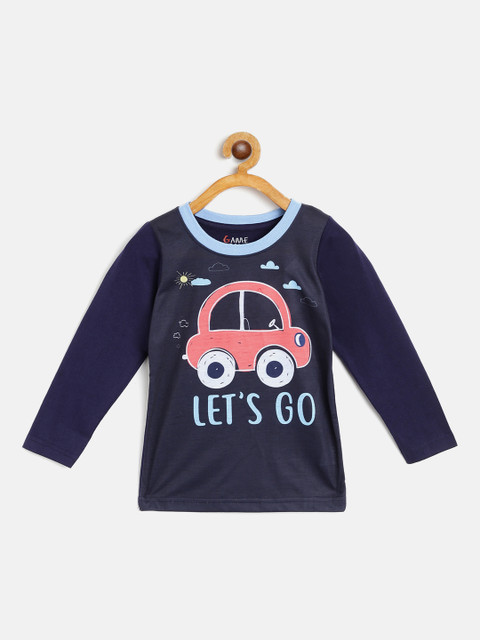 

GAME BEGINS Boys Navy Blue Pure Cotton Printed Pure Cotton T-shirt
