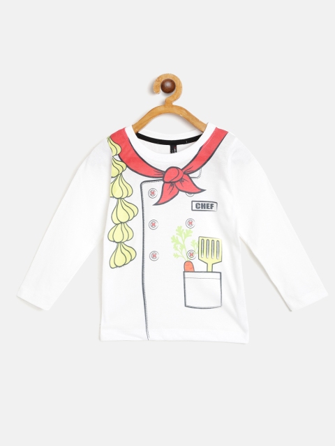 

GAME BEGINS Boys White & Red Pure Cotton Printed T-shirt