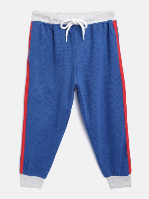 

GAME BEGINS Boys Blue & Grey Solid Cotton Joggers Trousers