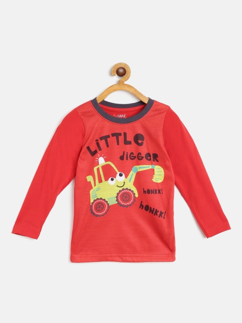 

GAME BEGINS Boys Red Pure Cotton Printed T-shirt