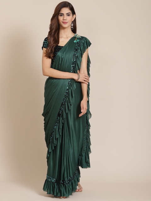 

Mitera Green Sequinned Ruffles Party Saree