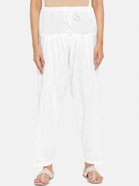 

RANGMANCH BY PANTALOONS Women White Solid Pure Cotton Salwar