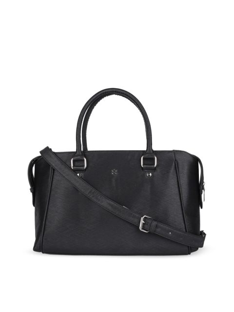 

HORRA Black PU Structured Handheld Bag With Detachable Sling Strap