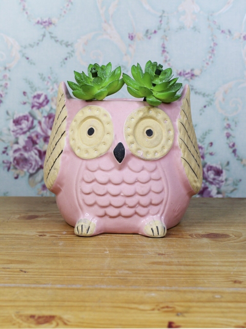 

Wonderland Pink Ceramic Medium Owl Planter