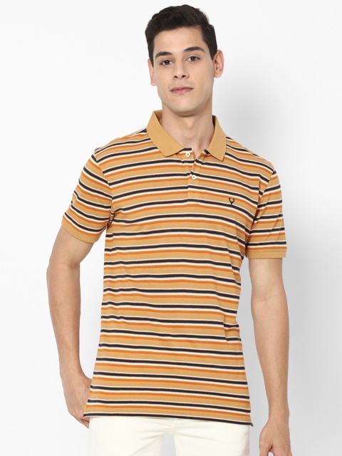 

Allen Solly Men Khaki Pure Cotton Horizontal Striped Polo Collar Pure Cotton T-shirt