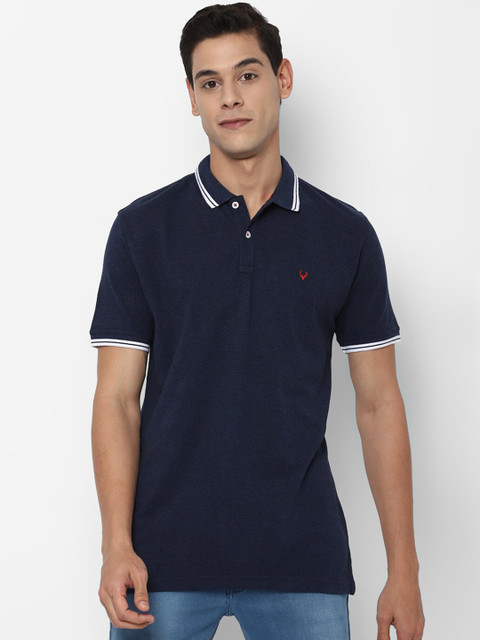 

Allen Solly Men Navy Blue Polo Collar Applique T-shirt