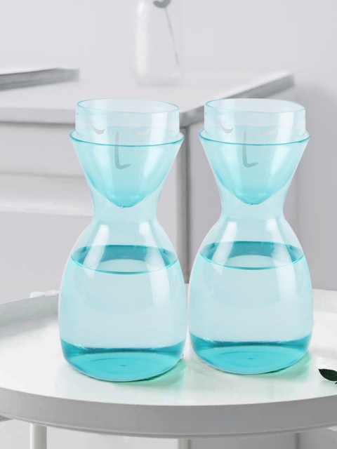 

THE ARTMENT Blue Set Of 2 Zen Face Decanters