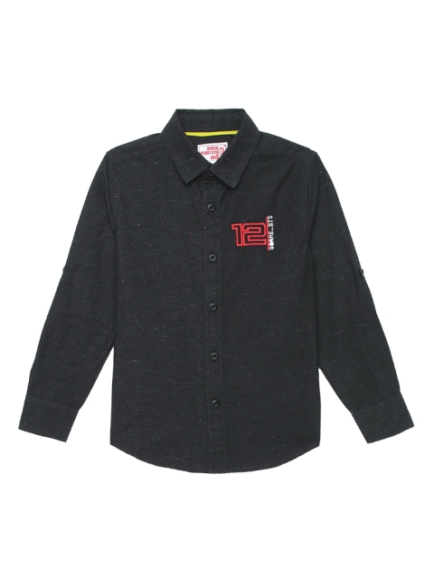 

UNDER FOURTEEN ONLY Boys Black Solid Casual Shirt