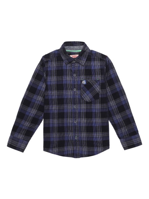 

UNDER FOURTEEN ONLY Boys Navy Blue Checked Casual Shirt